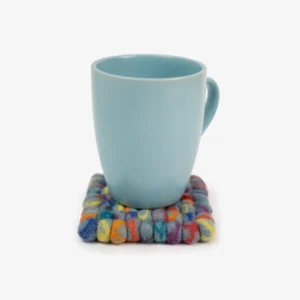 Blue Multicolor Felt Ball Coasters