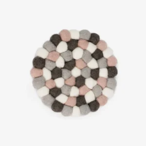 Peach-Grey Felt Ball Coasters