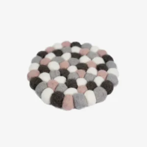 Peach-Grey Felt Ball Coasters