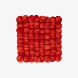 Handmade Red Felt Ball Coasters