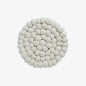 Handmade White Felt Ball Coasters