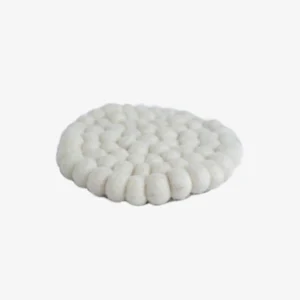 Handmade White Felt Ball Coasters