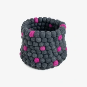 Grey & Pink Felt Ball Pen Holder