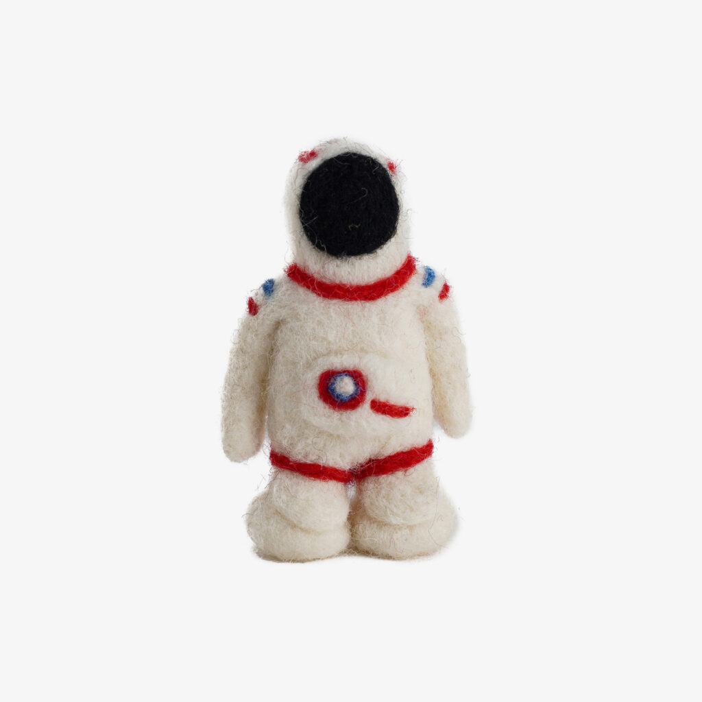 front view of Cute Handmade Felt White Astronaut