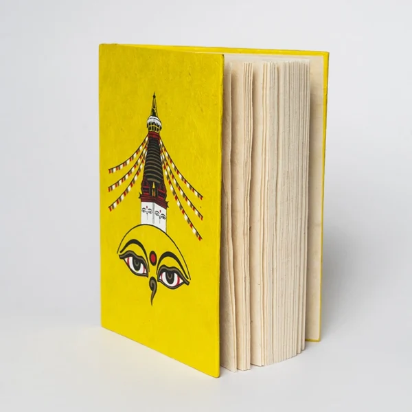 Bright Yellow Stupa Eyes Journal Book