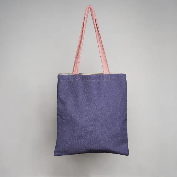 Jute Tote bag Navy Blue and Light Pink