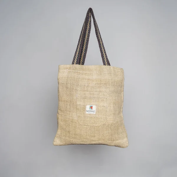 Jute Tote Bag Tan and Dark Brown