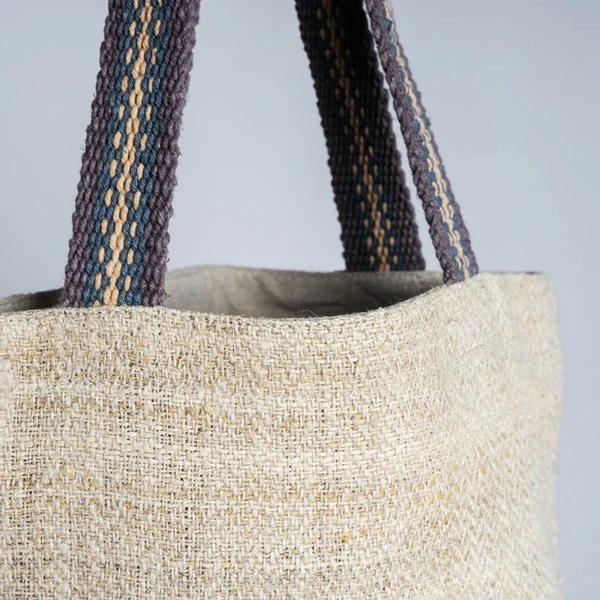 Jute Tote Bag Tan and Dark Brown