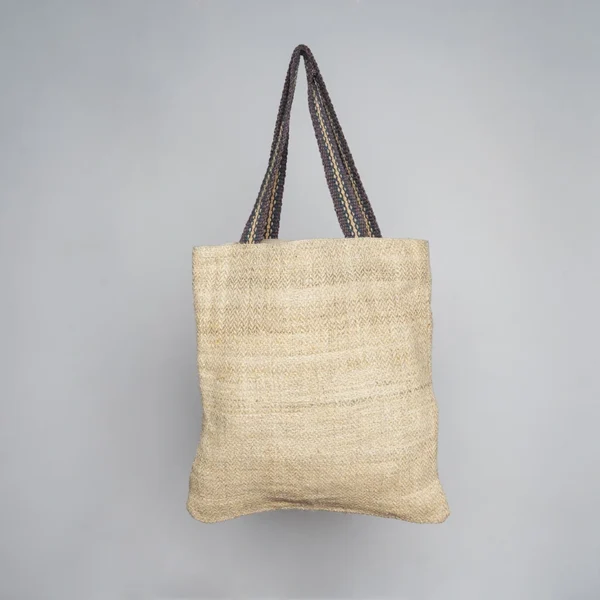 Jute Tote Bag Tan and Dark Brown